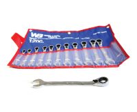 12pc Metric Wave Open Ended and Ring Ratcheting Spanner Set